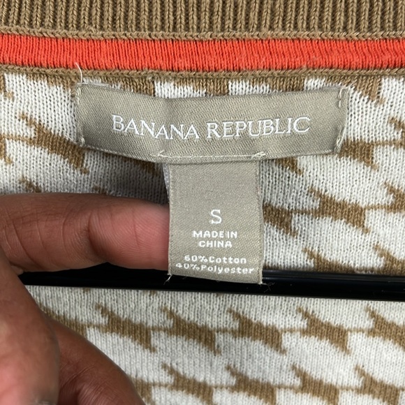 Banana Republic Women’s Tan Houndstooth Sweater Size S Career Business Chic - Picture 3 of 9